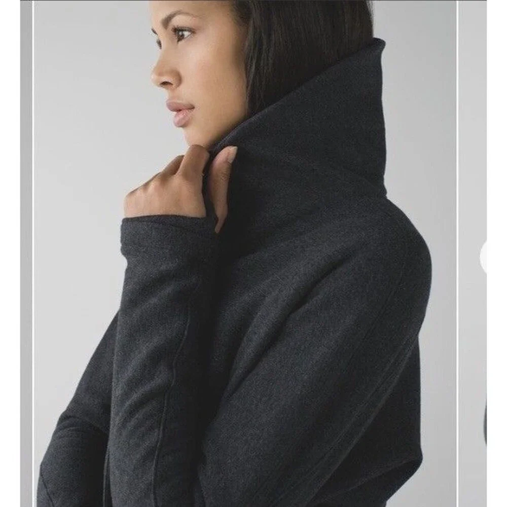Lululemon Wrap Jacket Size 4 &Go Take You There Heathered Black Fleece Longline